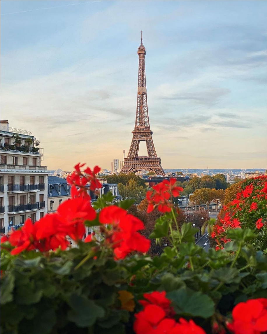 view of eiffel tower in paris grand hotels near plaza athénée