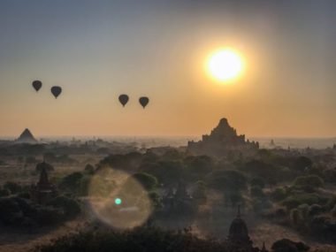 Hot air balloon over Bagan Myanmar
